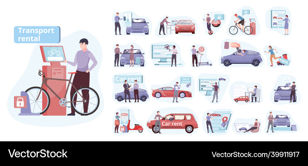 Transport sharing compositions set Transport sharing compositions set vector image