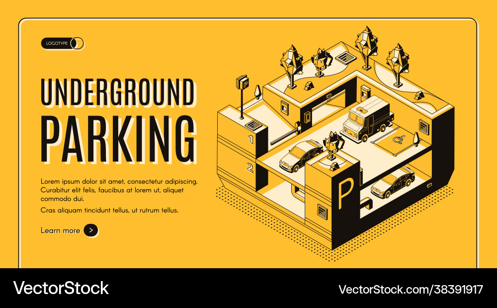 Underground parking isometric website vector image