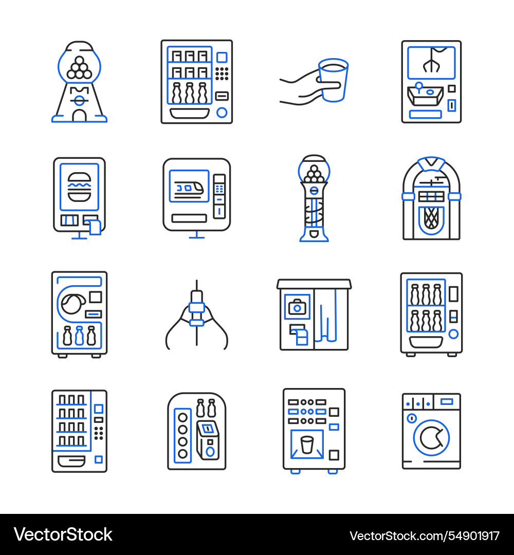 Vending machine line color icon collection Vending machine line color icon collection vector image
