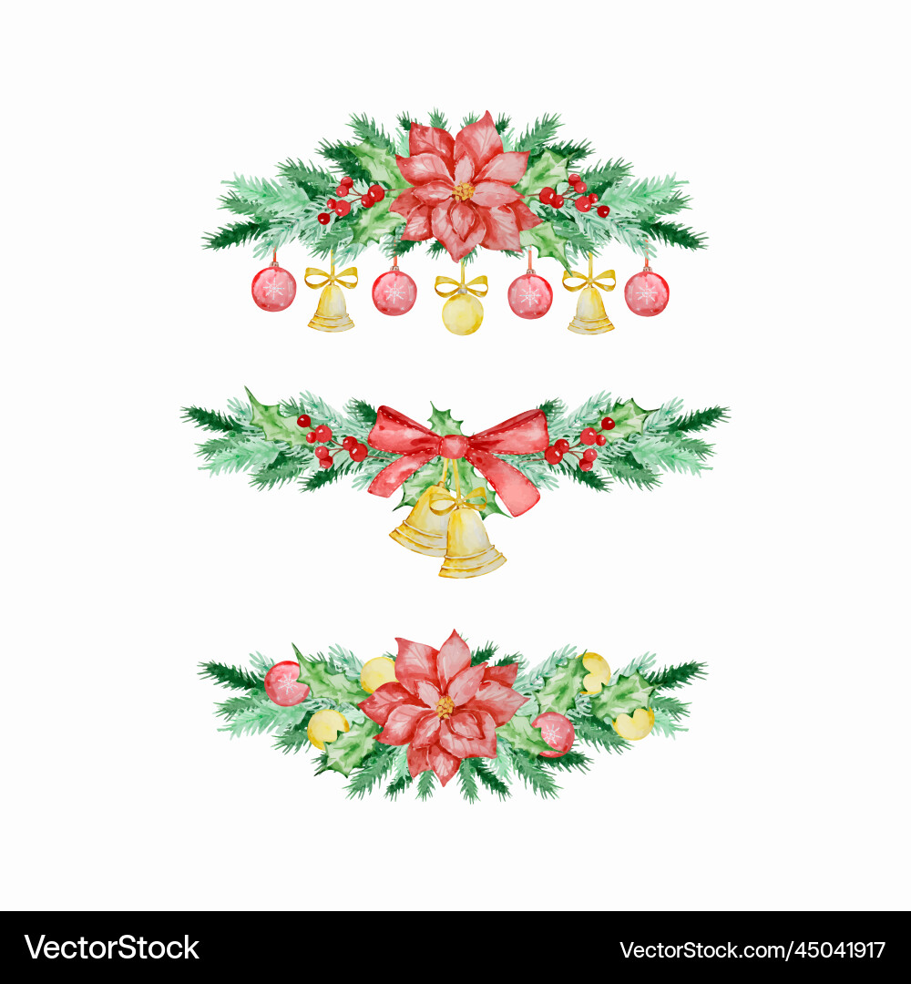 Watercolor Christmas Fir and Pine Frame vector image