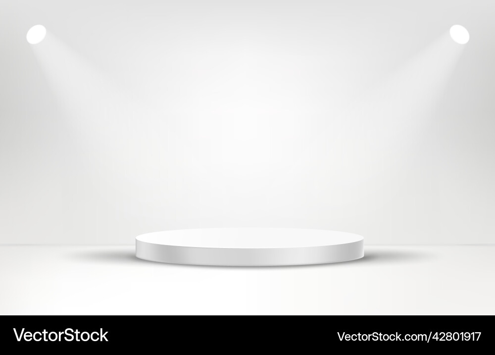 White empty studio with bright projectors 3d vector image