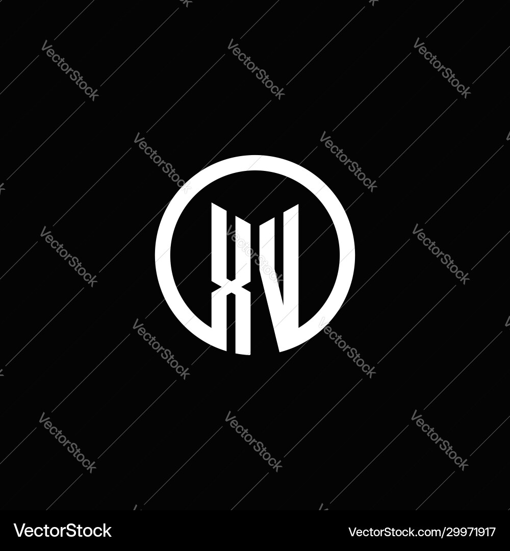 Xv monogram logo isolated with a rotating circle Vector Image