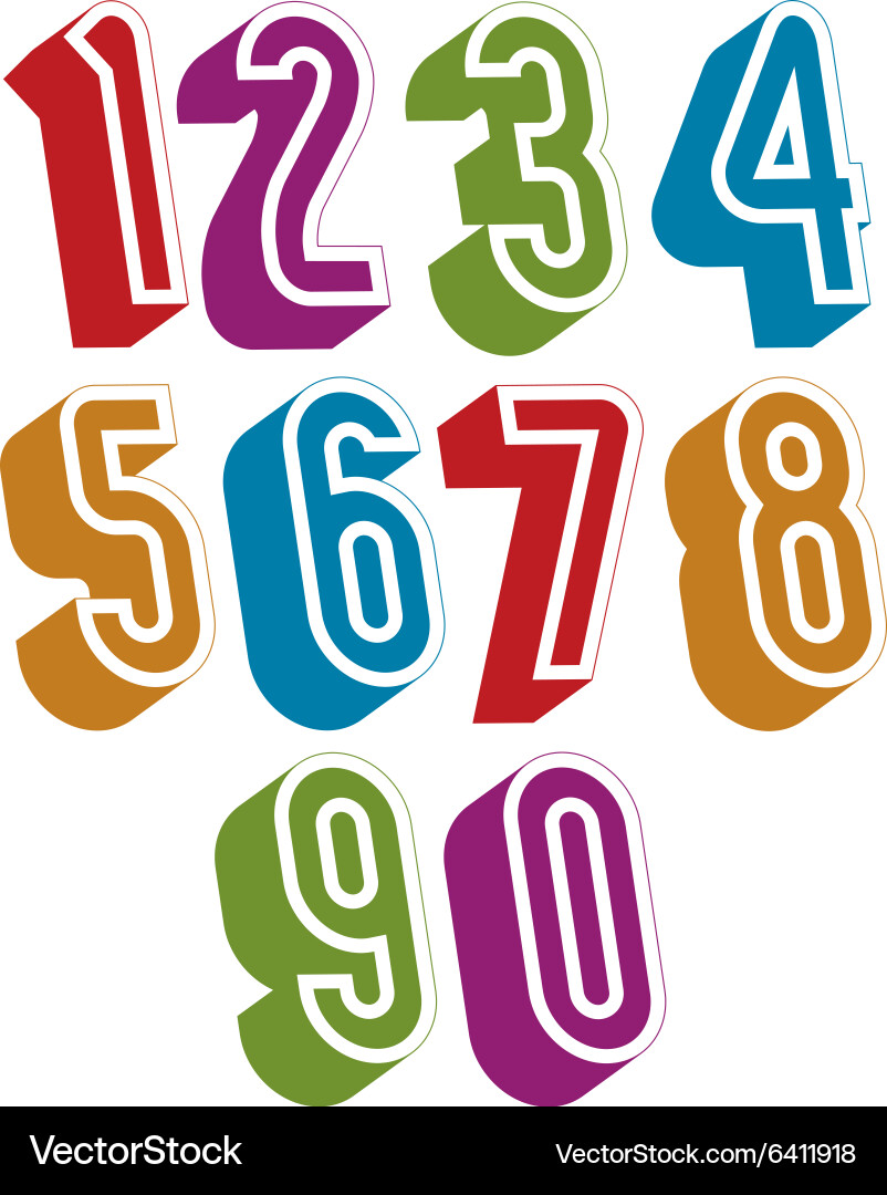 3d numbers set made with round shapes Vector Image