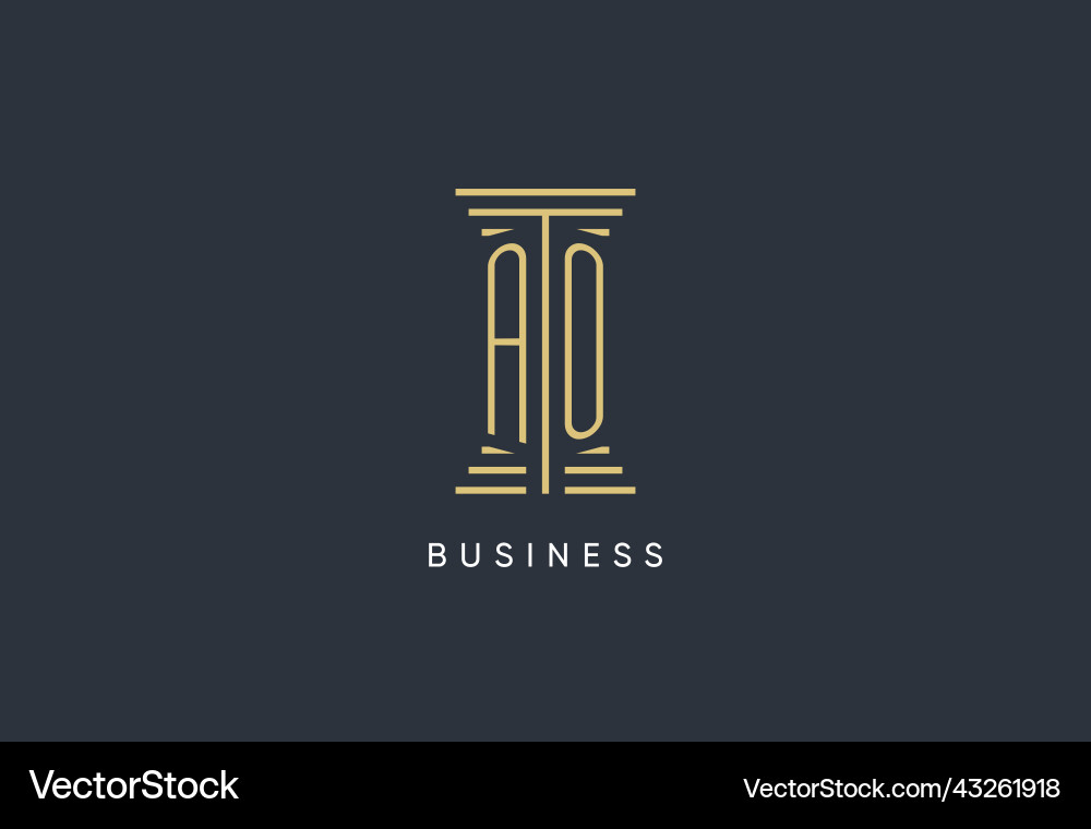Ao initial monogram with pillar shape logo design Vector Image