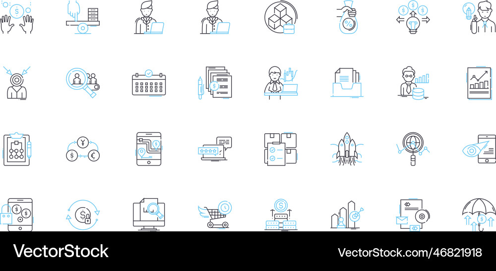 Budget framework linear icons set allocation Budget framework linear icons set allocation vector image