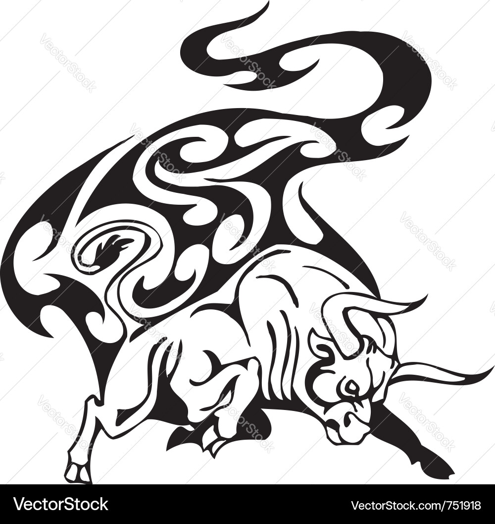 Bull in tribal style - image vector image