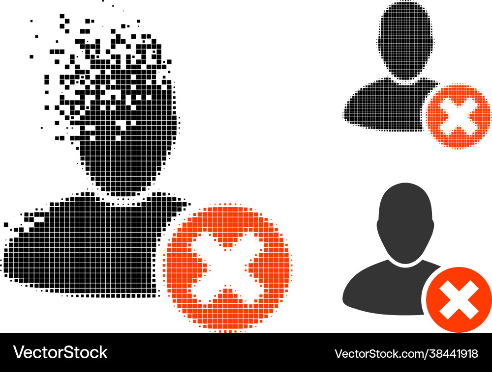 Burst dot delete user icon with halftone version Burst dot delete user icon with halftone version vector image