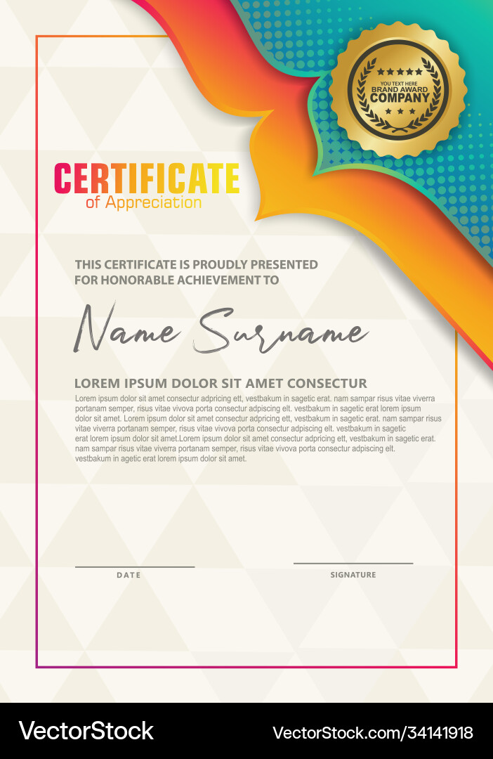 Certificate template with dynamic and futuristic Certificate template with dynamic and futuristic Vector Image