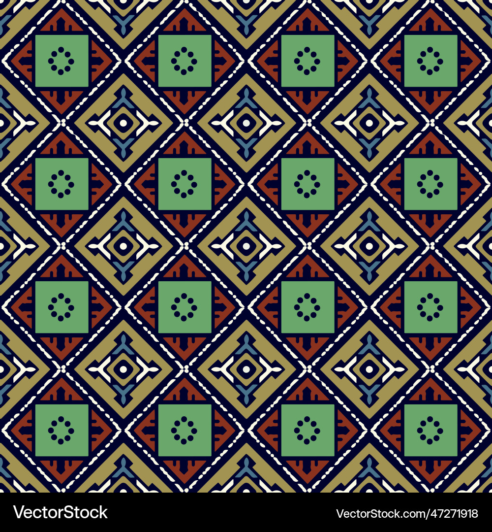 Ethnic seamless pattern boho style with squares Ethnic seamless pattern boho style with squares Vector Image
