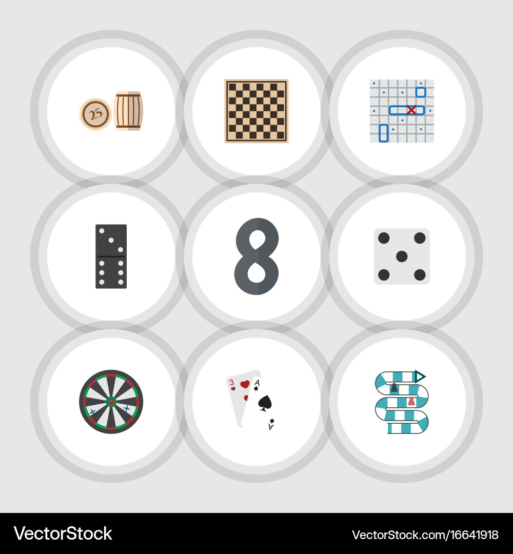 Flat icon play set of ace bones game chess table Vector Image