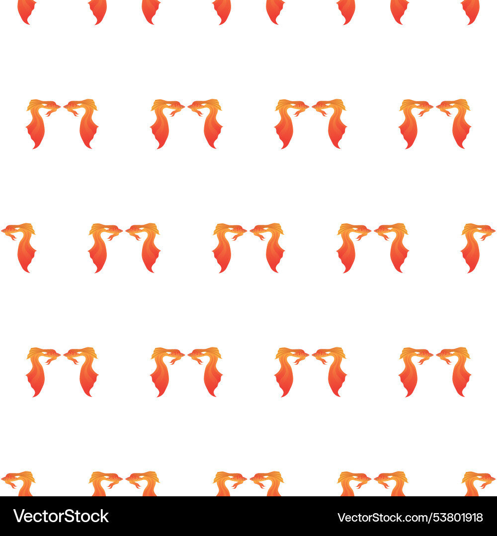Goldfish with a fluffy tail seamless pattern Vector Image