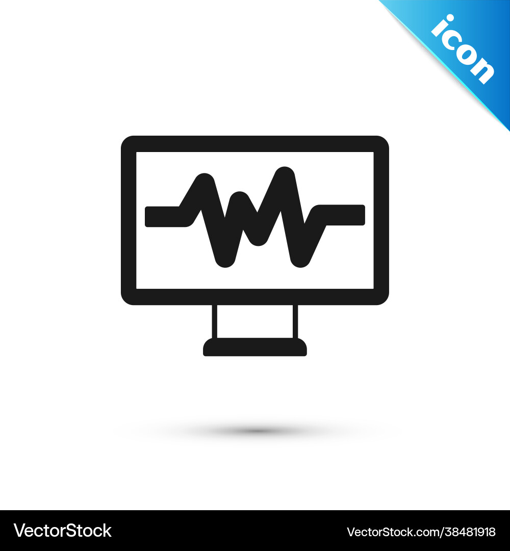 Grey computer monitor with cardiogram icon Grey computer monitor with cardiogram icon vector image
