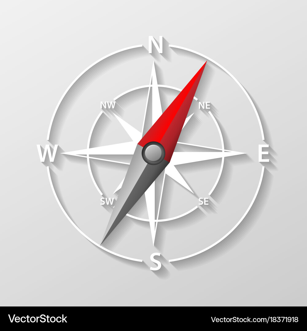 Isolated 3D Compass Navigation Icon Vector Image
