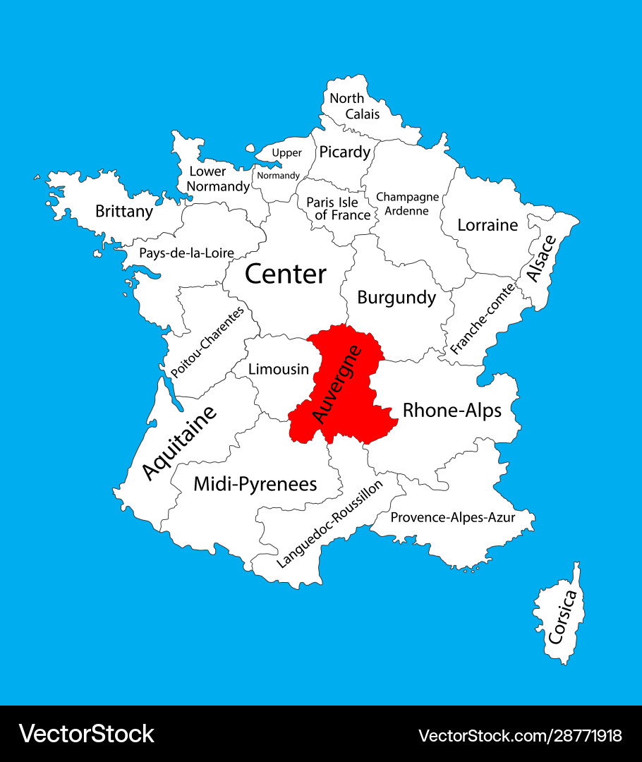 Karte Staat auvergne Standort auf frankreich Karte Staat auvergne Standort auf frankreich vektorbild