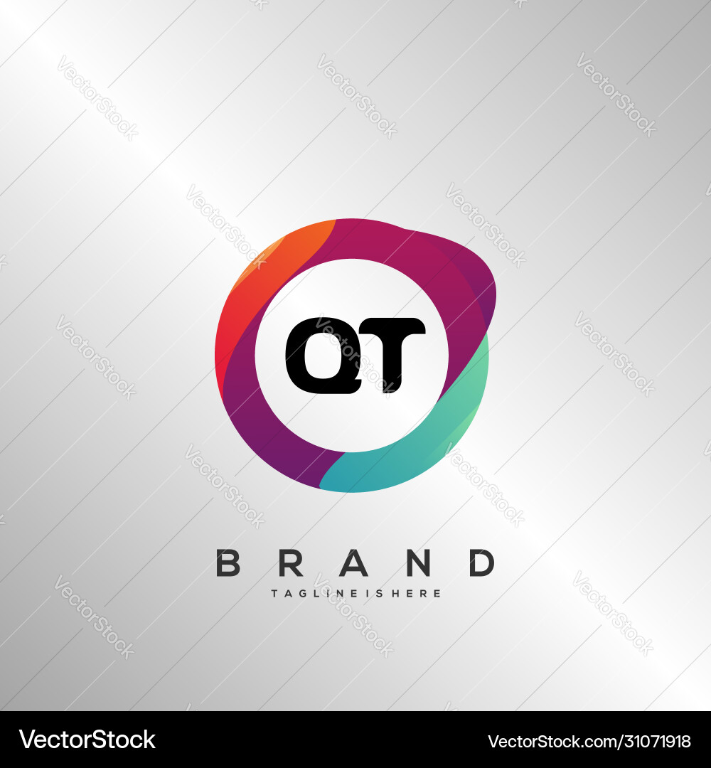 Letter qt gradient color logo design Vector Image