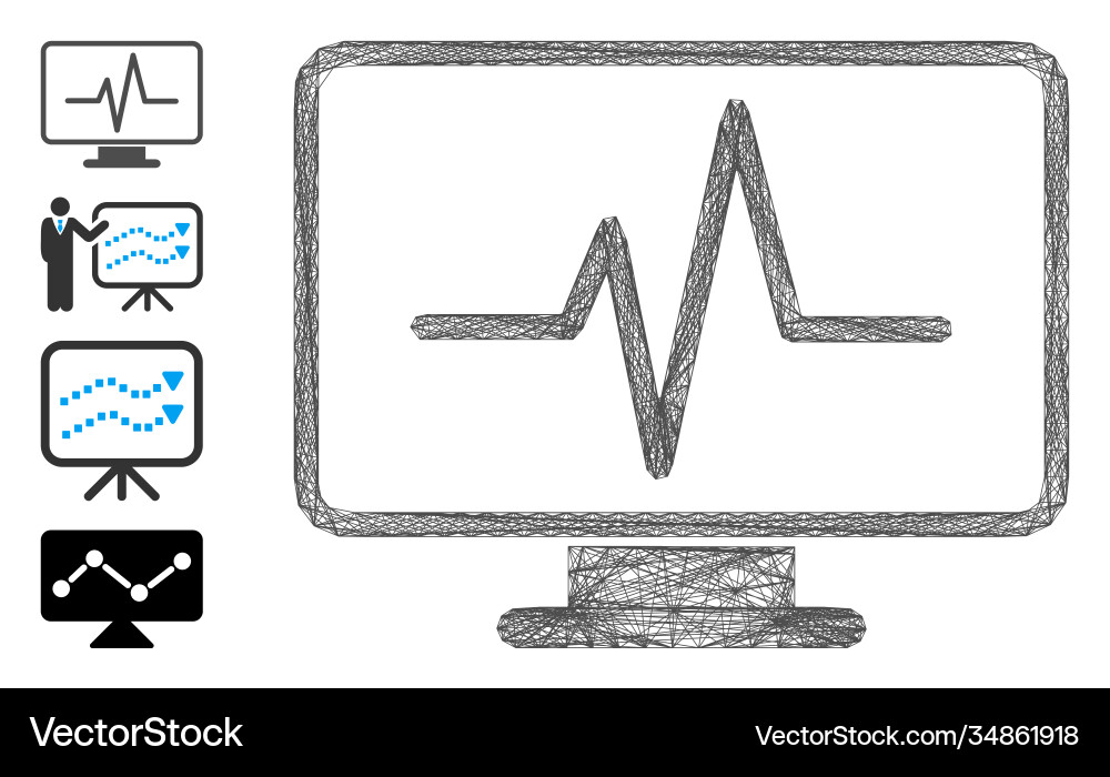 Linear line chart monitoring mesh Vector Image