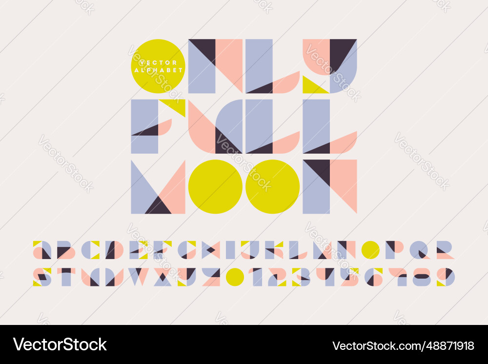 Retro style colorful display font only full moon Retro style colorful display font only full moon vector image