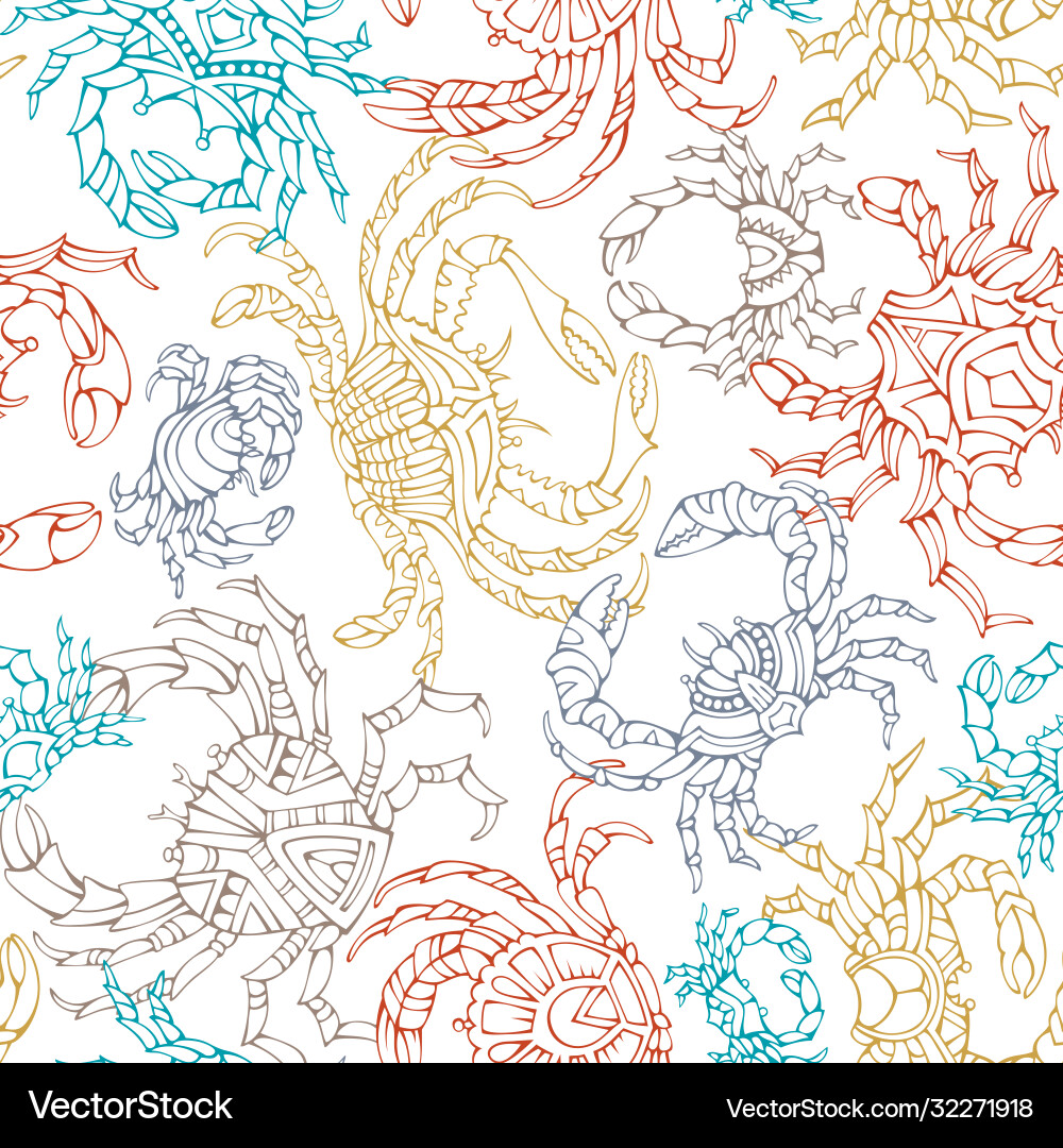 Seamless crabs pattern Seamless crabs pattern vector image