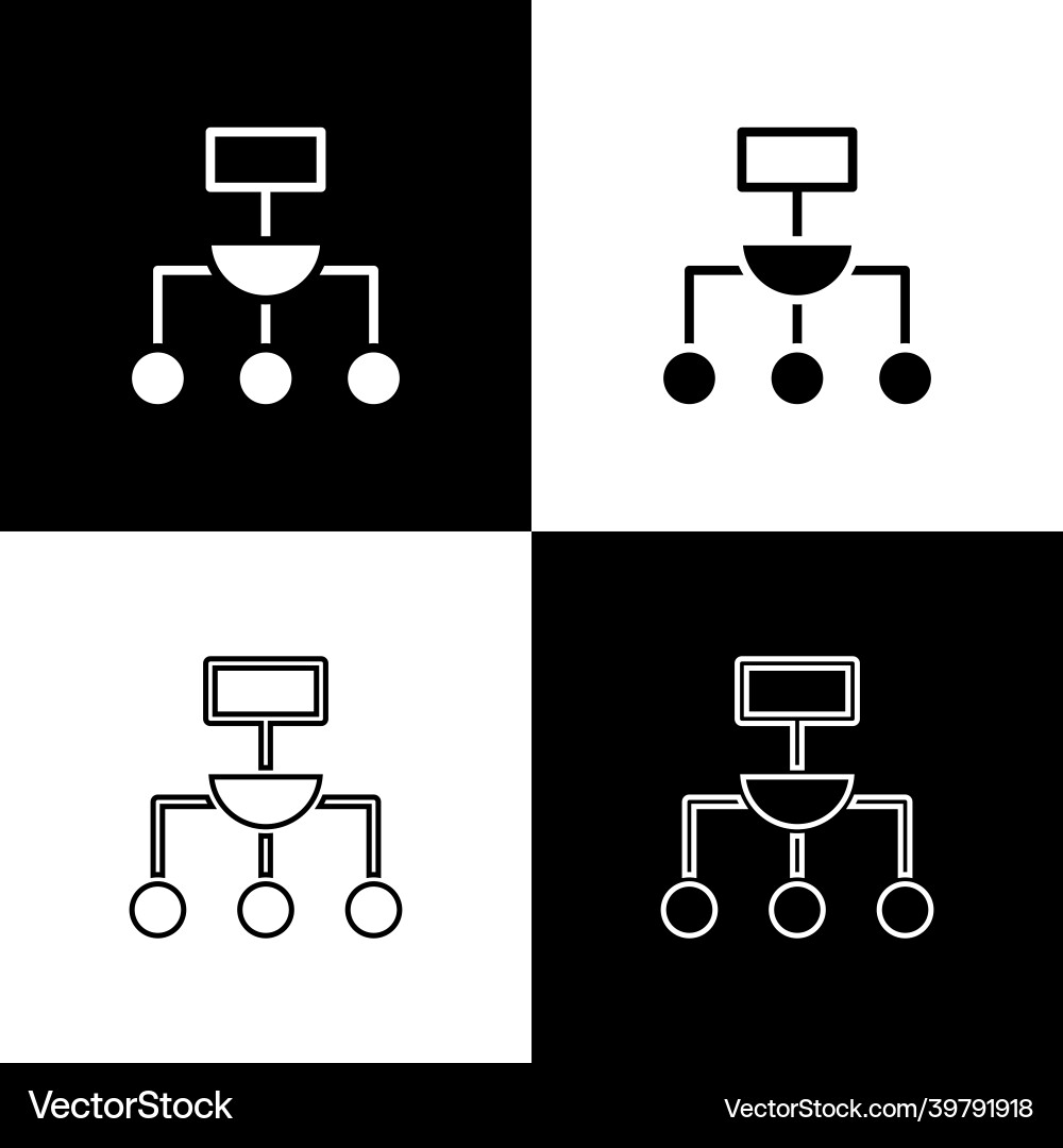 Set algorithm icon isolated on black and white Set algorithm icon isolated on black and white vector image