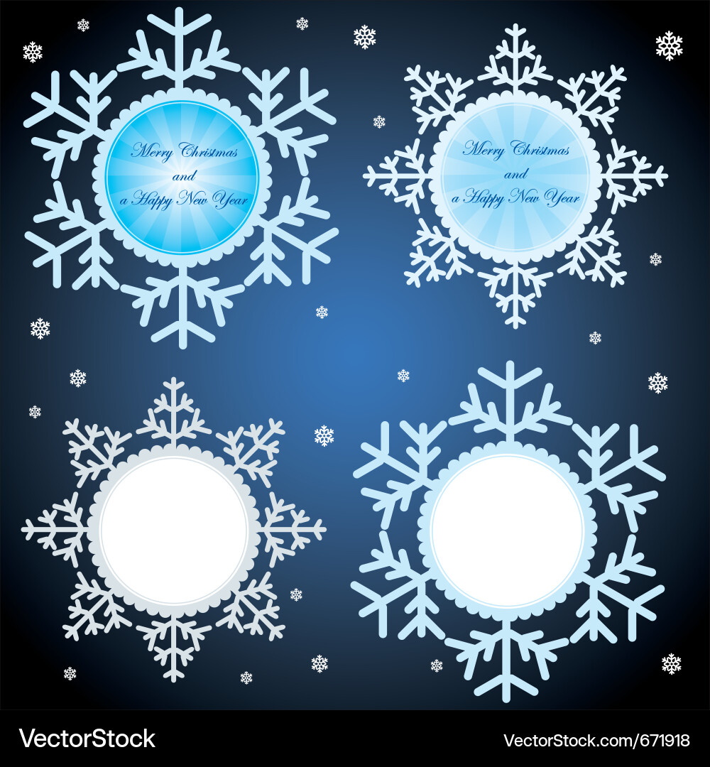 Snowflake New Year Frames Set Vector Image
