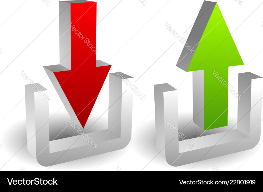 3d upload and download buttons or inside outside Vector Image