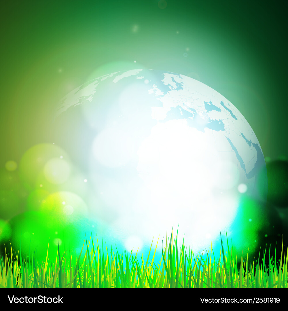 Abstract background of globe with grass view vector image
