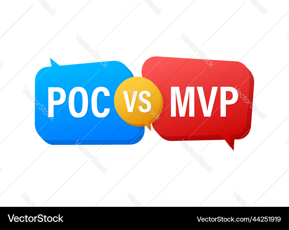 Mvp vs poc symbol minimum viable product Mvp vs poc symbol minimum viable product vector image