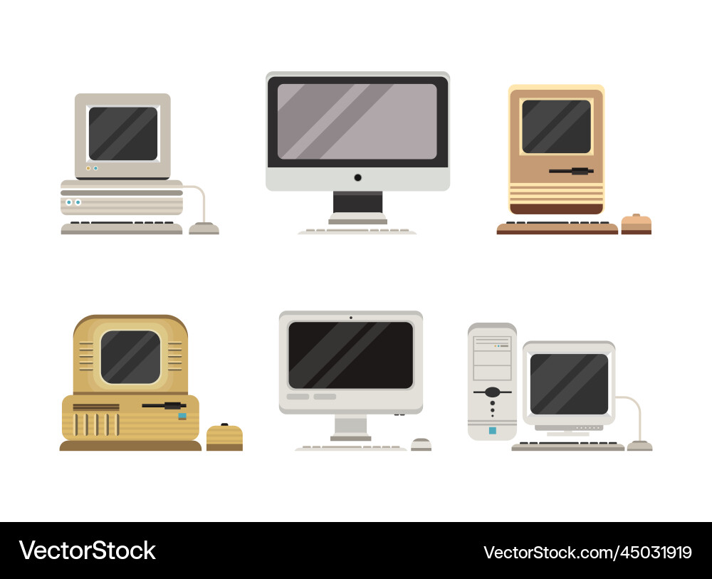 New and old retro computer device with monitor New and old retro computer device with monitor vector image