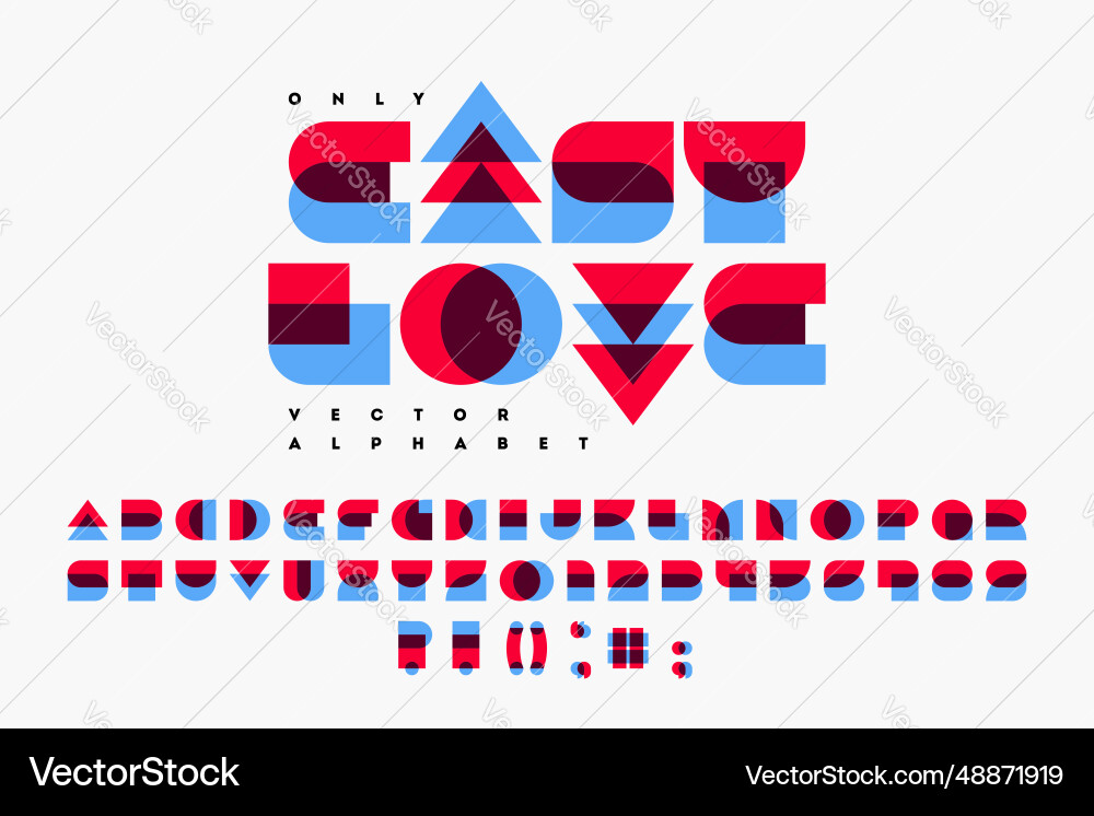 Retro Geometric Font - Only Easy Love Vector Image
