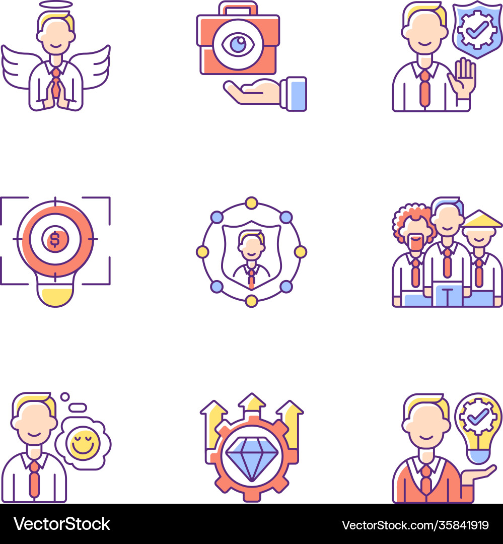 Service with integrity rgb color icons set Service with integrity rgb color icons set vector image