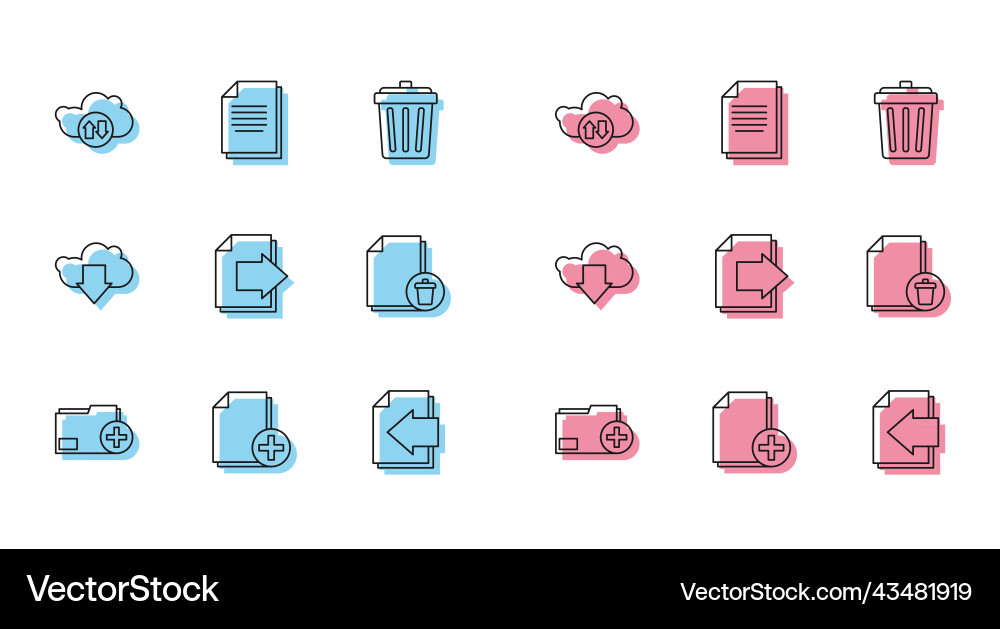Set line add new folder file cloud download Vector Image