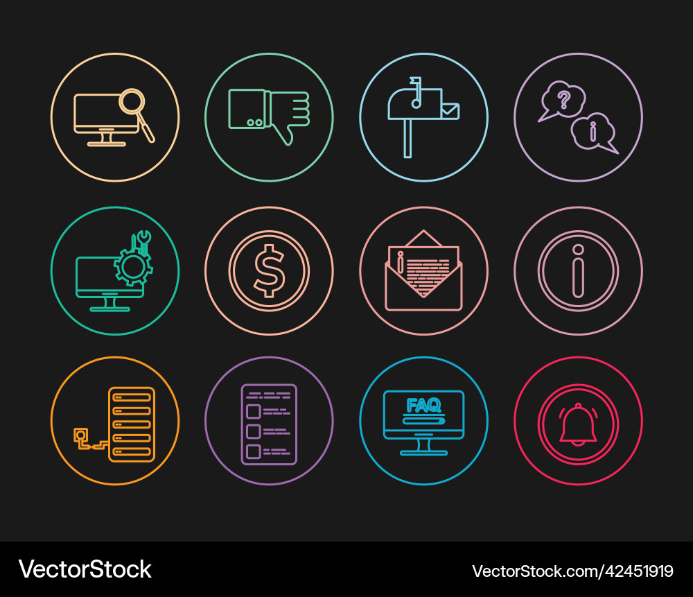 Set line button chat notification information Set line button chat notification information vector image