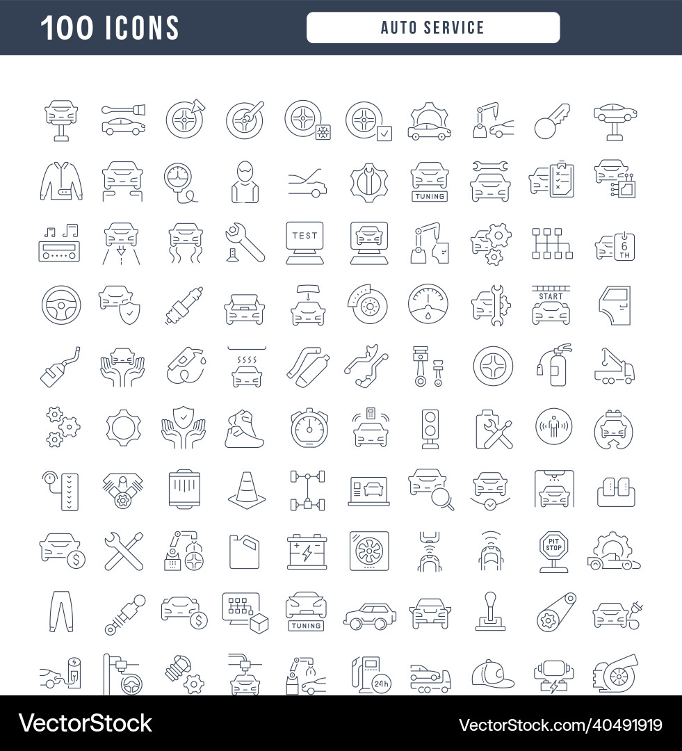Set of linear icons auto service Set of linear icons auto service vector image