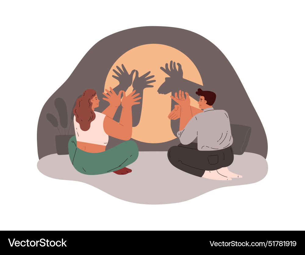 Shadow play with characters Shadow play with characters vector image