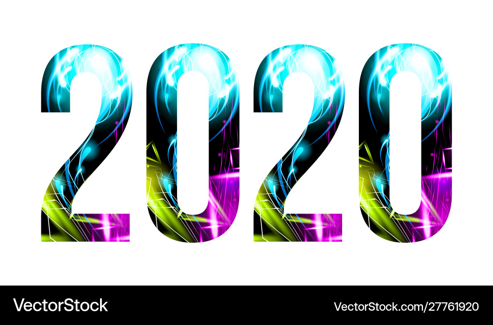 2020 - year number shining background glow effect 2020 - year number shining background glow effect vector image