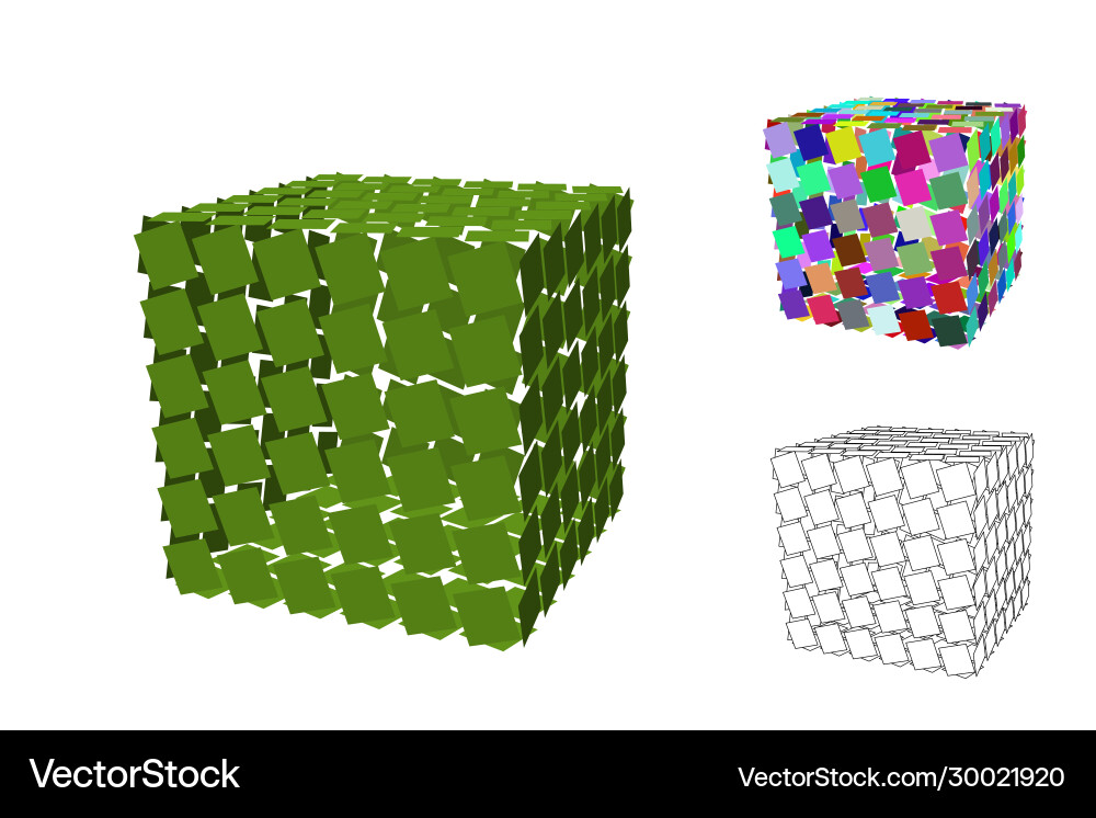 Abstract polygonal broken cube set 3d Abstract polygonal broken cube set 3d vector image