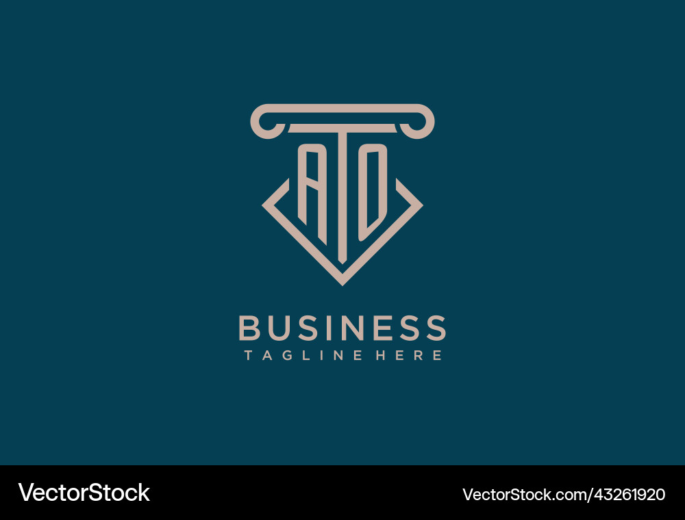 Ao initial with pillar icon design clean Vector Image