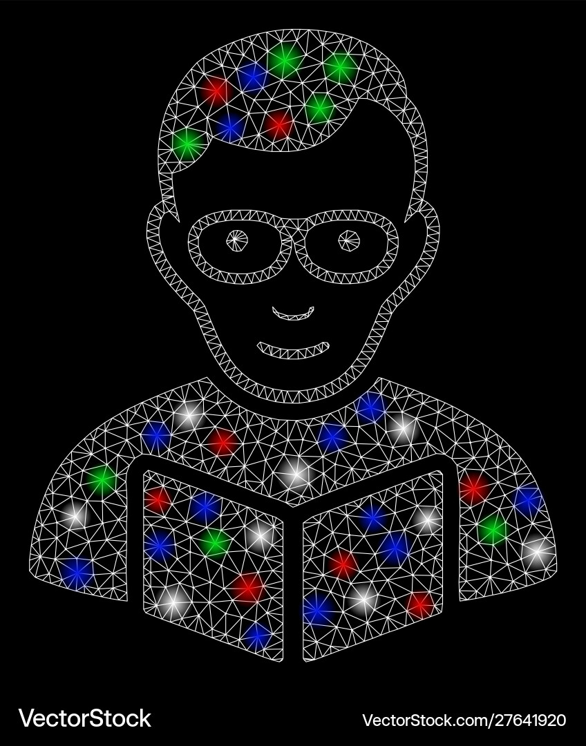 Bright mesh network reader student with flare Vector Image