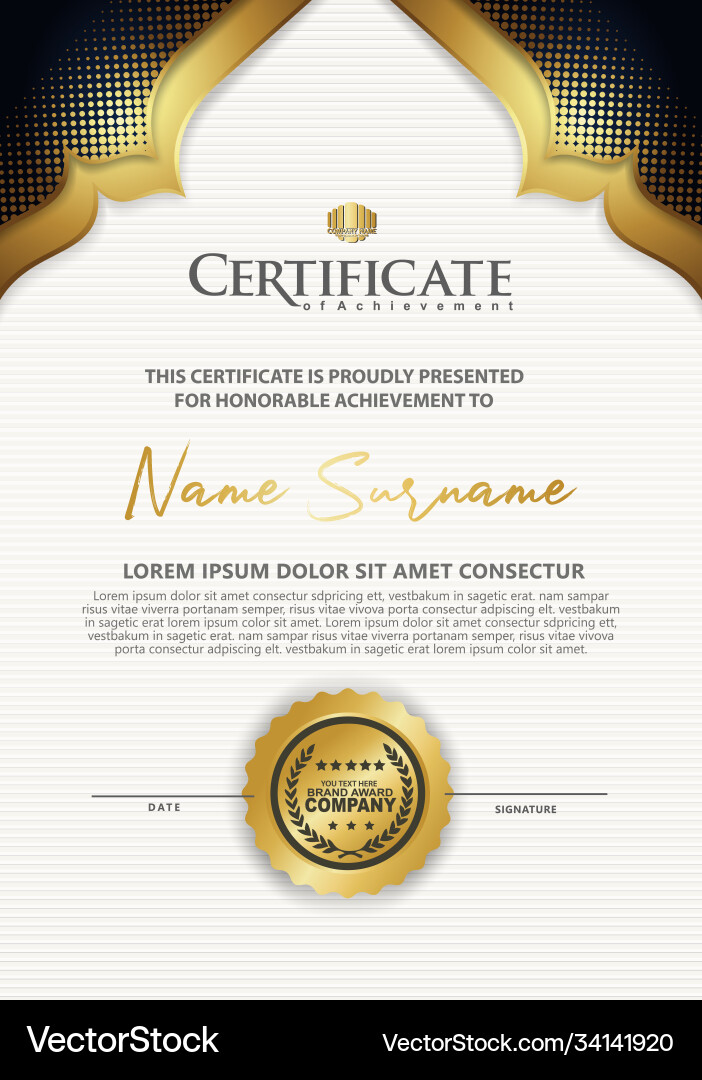 Certificate template with dynamic and futuristic Vector Image