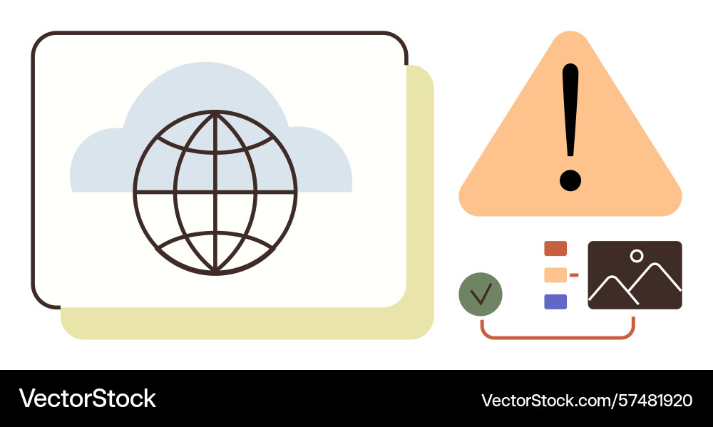Cloud networking and security alert with global Cloud networking and security alert with global vector image