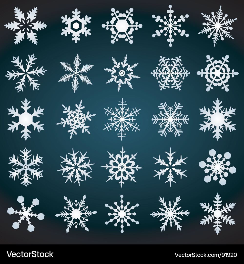 Crystal Snowflake Set - Winter Gradient Vector Image