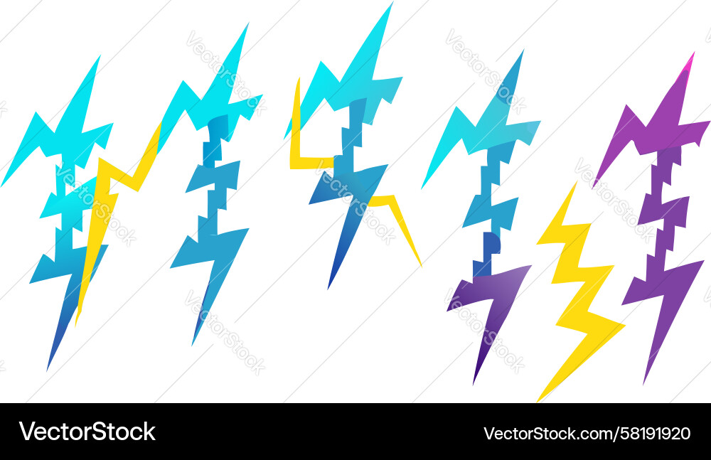 Dynamic Lightning Bolt Icons Vector Image