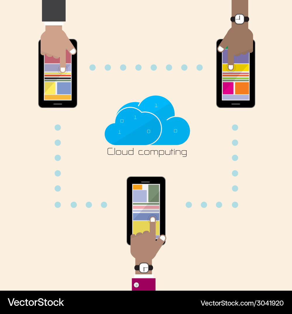 Flat cloud technology computing background concept Vector Image