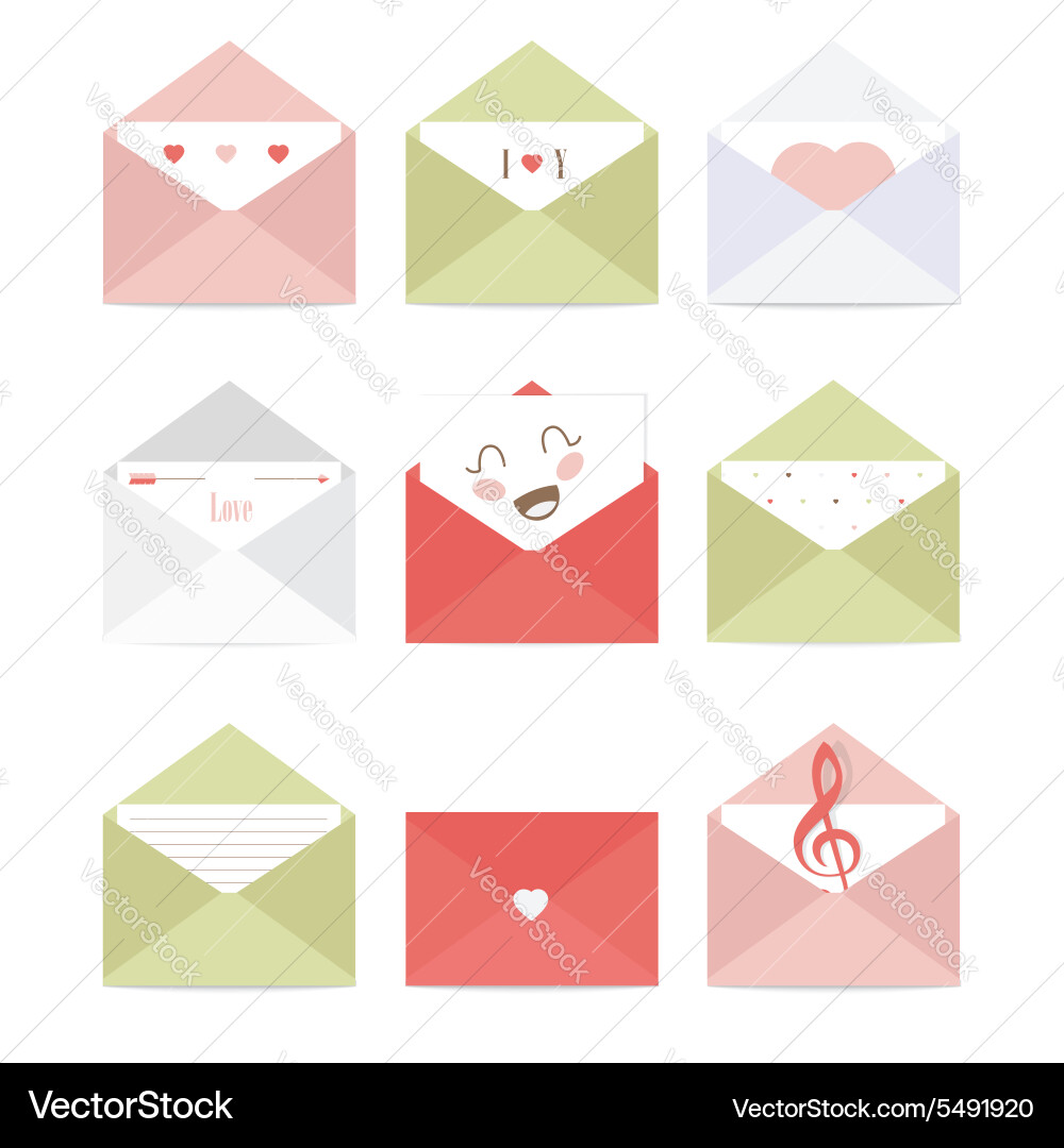 Greeting envelopes with different messages vector image