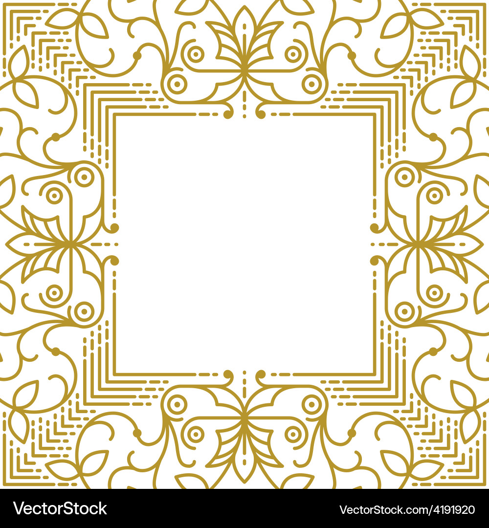 Linear simple frame with gold lines vector image