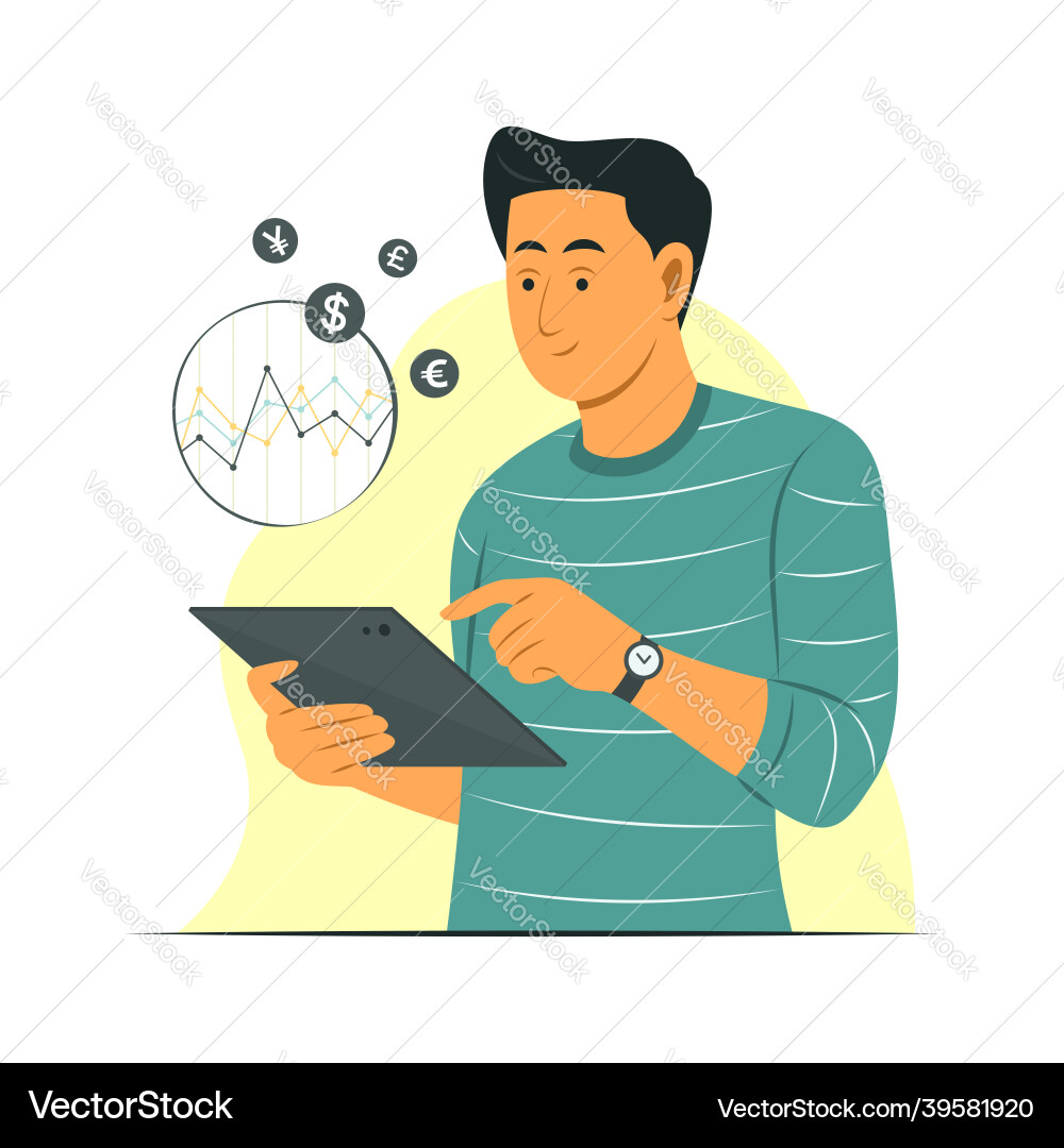 Man Analyzing Currency Exchange Graph vector image