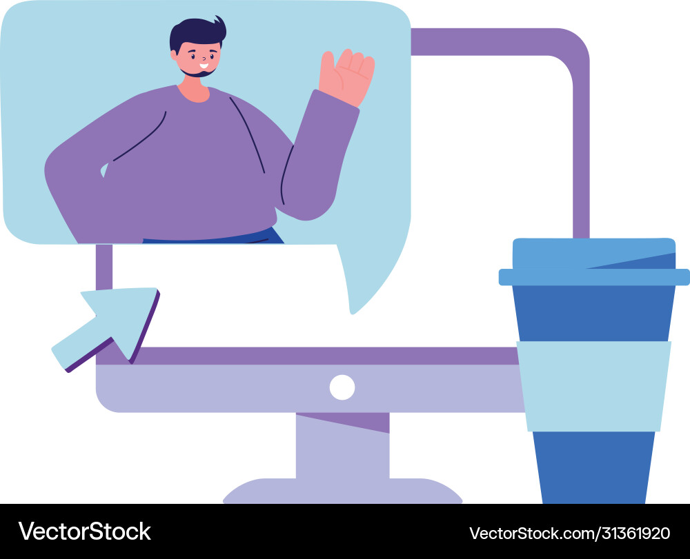 Man with computer chatting design Vector Image