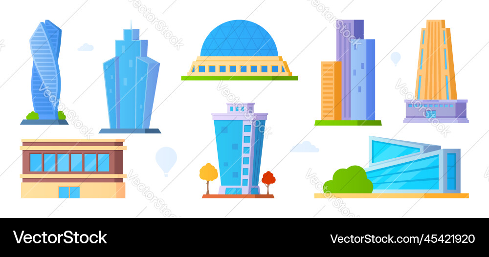 Modern architecture - flat design style set Vector Image