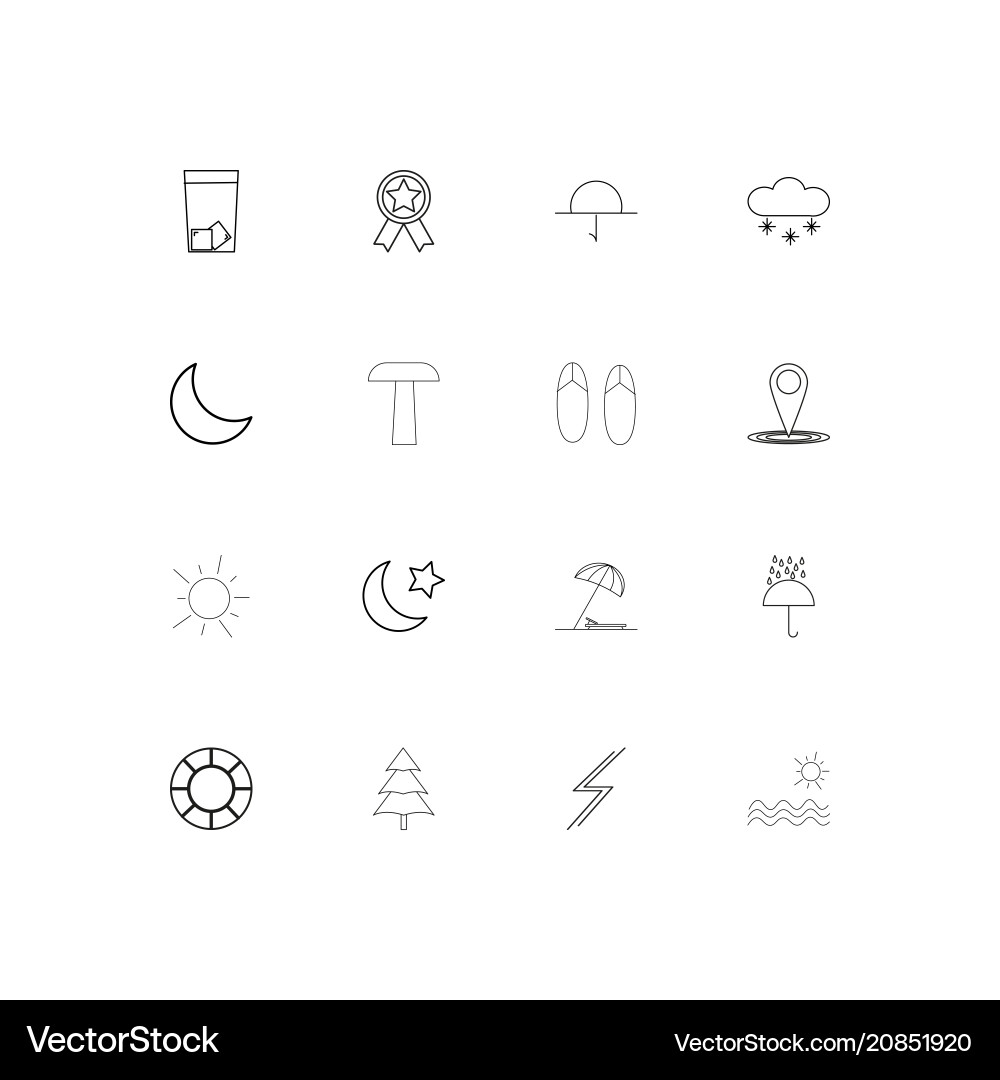 Nature linear thin icons set outlined simple Vector Image