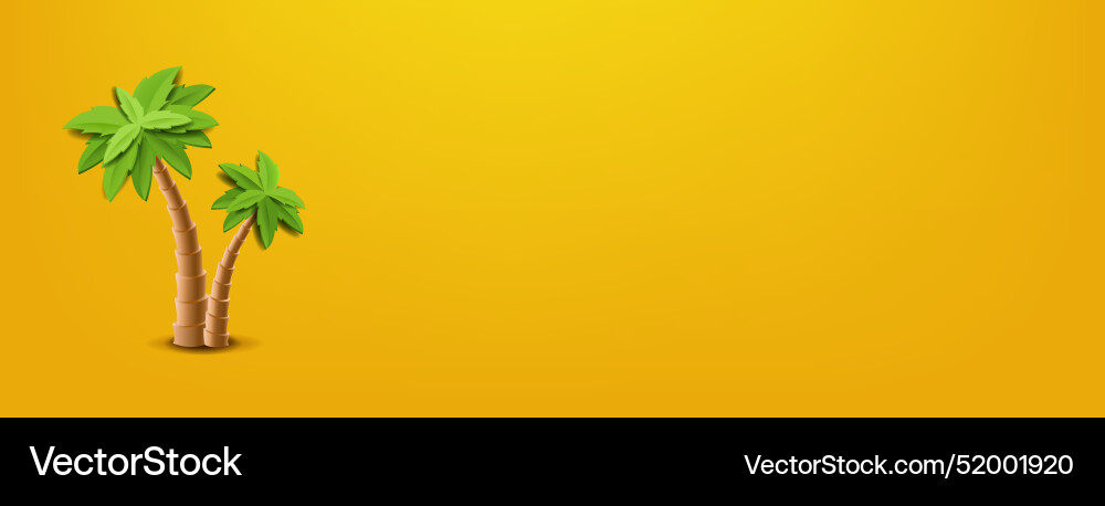 Palm tree border and isolated yellow background Vector Image